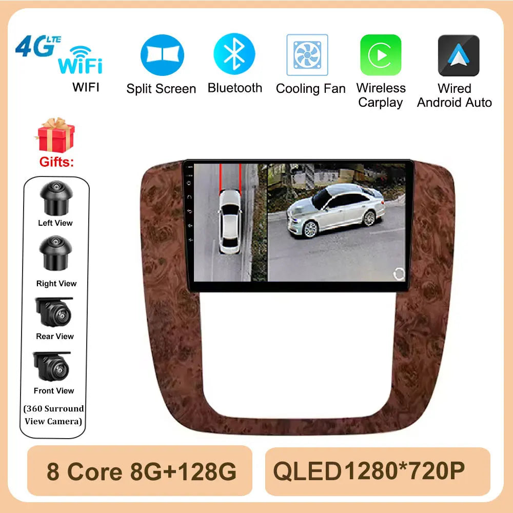 Android 14 for GMC Yukon Chevrolet Tahoe Suburban 2008-2012 Car Radio Multimedia Video Player Navigation Stereo GPS Navi 4G TOOL