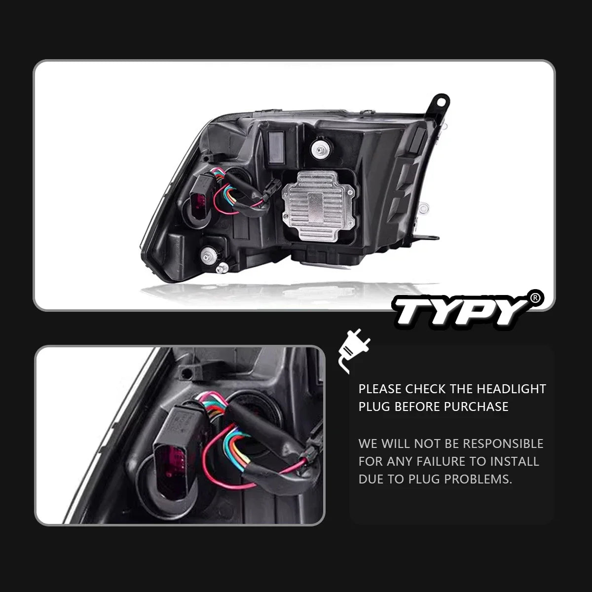 TYPY Car For Dodge RAM 1500 Headlight 2009-2019 Upgrade Modified to New DRL Dynamic Turn Signal LED Headlight Auto Accessories