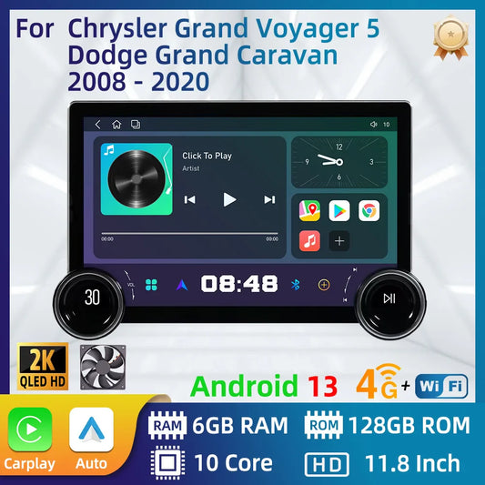 2 Din Android Car Radio for Chrysler Grand Voyager 5 for Dodge Grand Caravan 2008 - 2020 Screen GPS Multimedia Stereo Head Unit