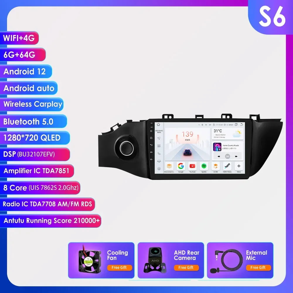 Hizpo 8 Cores Carplay Car Radio Android Auto Multimedia Player For KIA K2 RIO 4 2017-2019 2 Din GPS Navigation Stereo 8G 128G