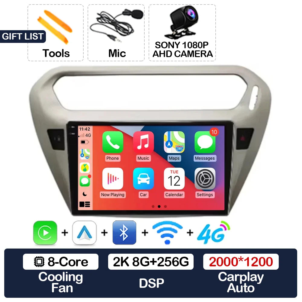 Android 15 Car Radio For Peugeot 301 Citroen Elysee 2013 - 2018 Qualcomm Multimedia Viedo Player NAVI GPS 4G WIFI Head Unit QLED