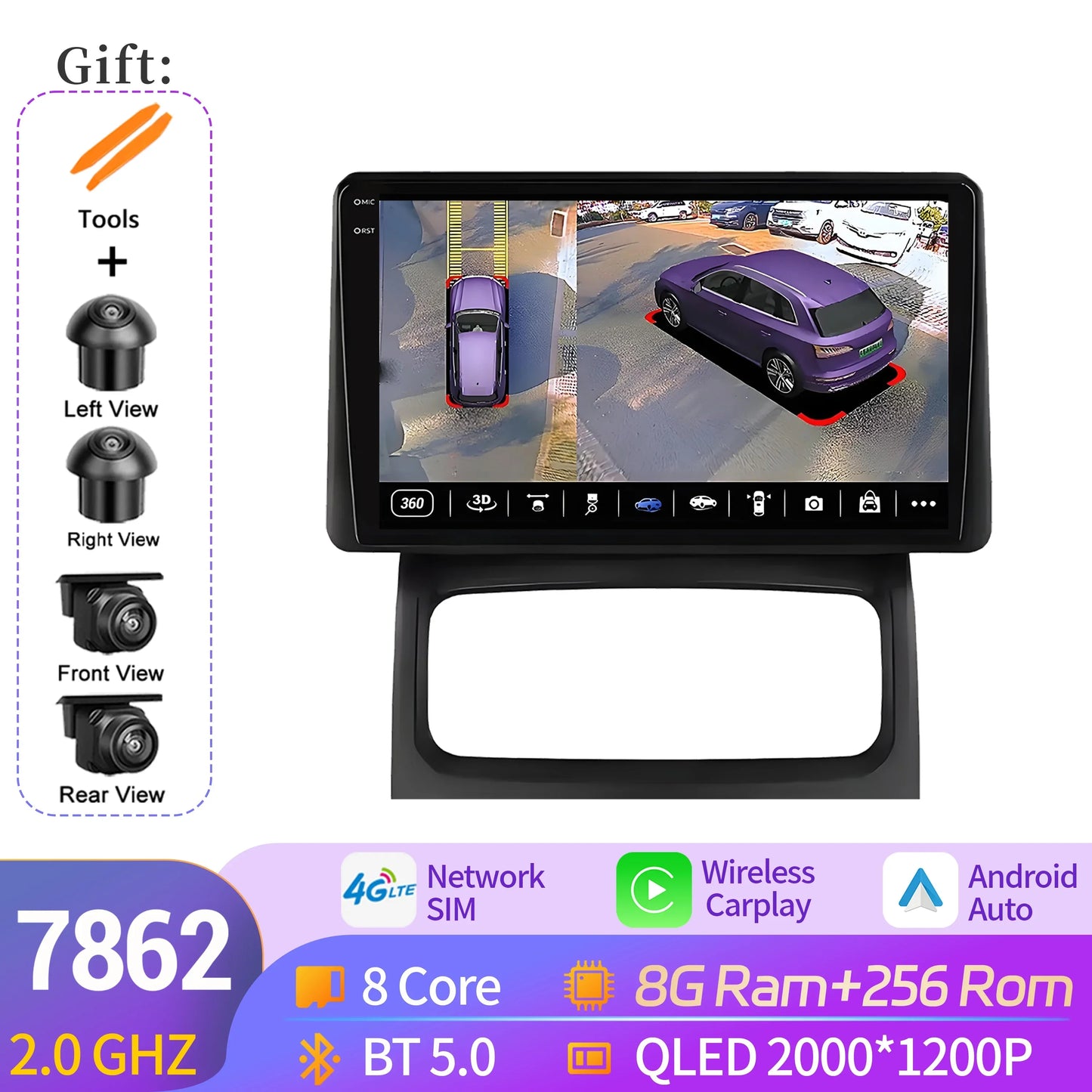 Android 14 Auto For Renault Clio 2 BB CB 2001-2012 Wireless Apple BT Carplay Car Radio Multimedia Touch Stereo 2K QLED Screen