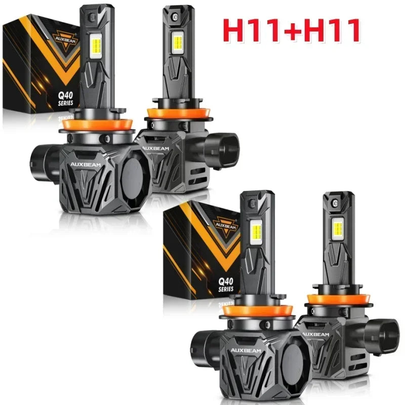 AUXBEAM Q40 Series 30000LM 120W LED Headlight Bulbs 9004 9005 9006 9007 H4 H11 H13 6500K White Plug and Play Canbus Headlamp