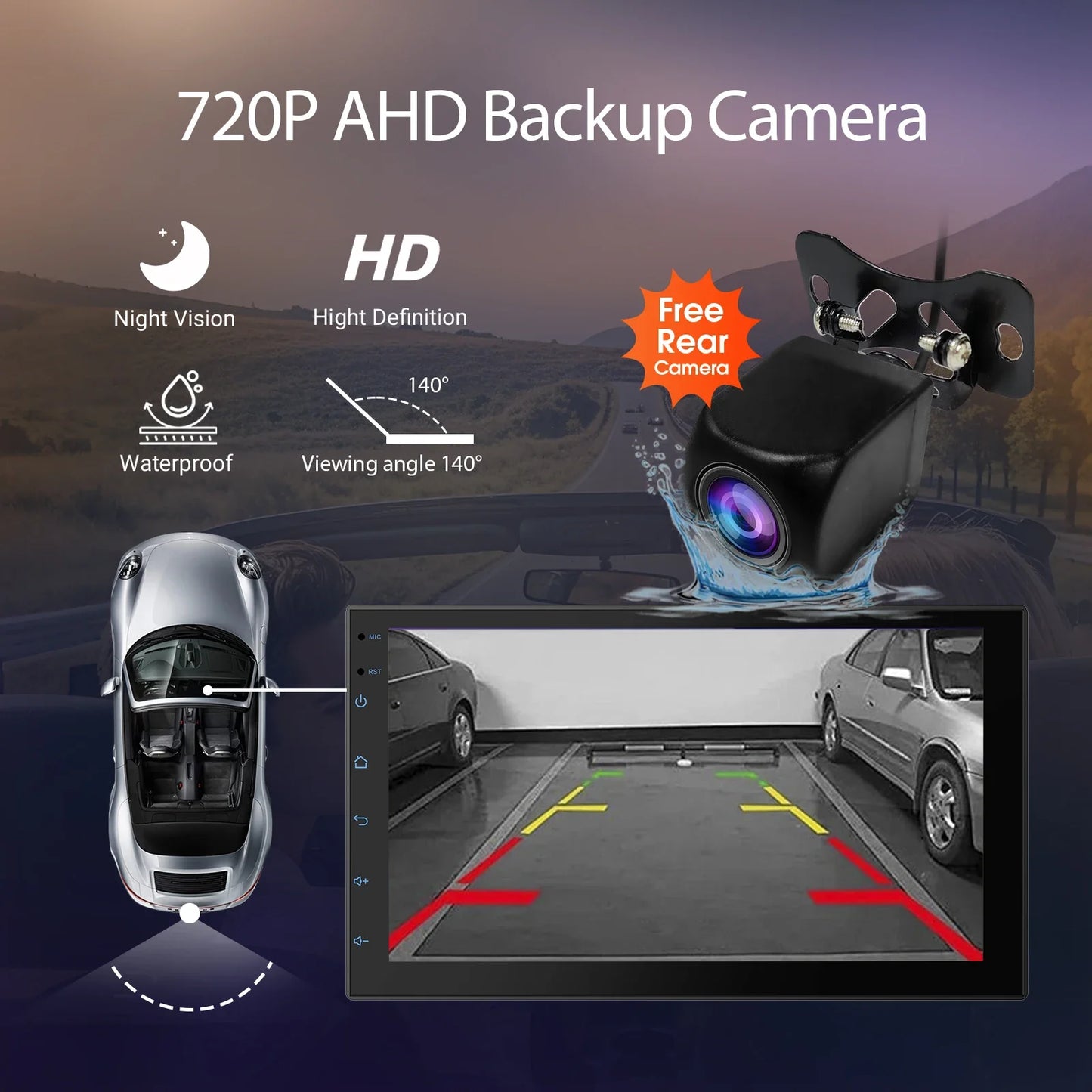 7" Double Din Car Stereo with Wireless CarPlay & Android Auto, Car Radio with BT 4.1/Backup Camera/Mirror Link/GPS/WiFi/FM/AM