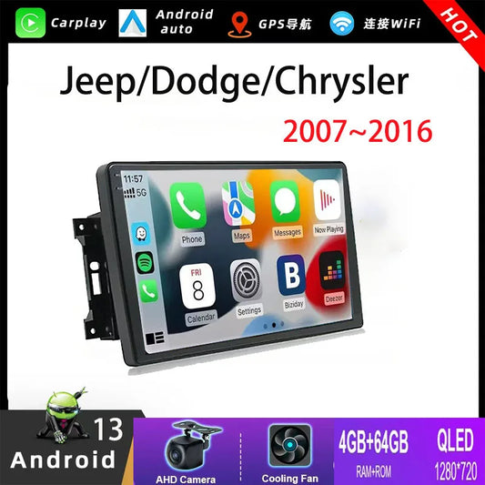 10" 6+128G For 2007-2017 Jeep Wrangler JK Dodge chrysler Car Stereo Radio Apple Carplay Android 13 FM AM BT Head Unit