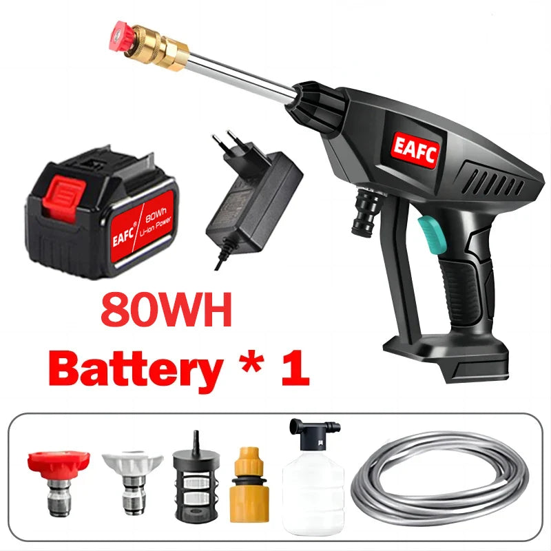 60Bar 21V Cordless High Pressure Car Wash Washer Gun 40WH/80WH Car Wash Gun Electric Water Gun Machine power tools