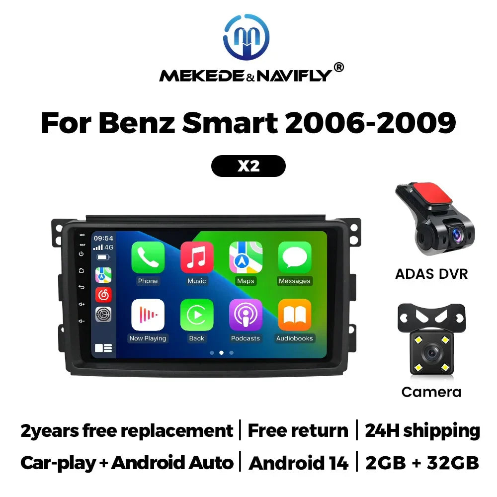 MEKEDE Car Intelligent System for Mercedes Benz Smart Fortwo 451 2005 - 2015 IPS Touch Screen Android Radio 2 Din Carplay