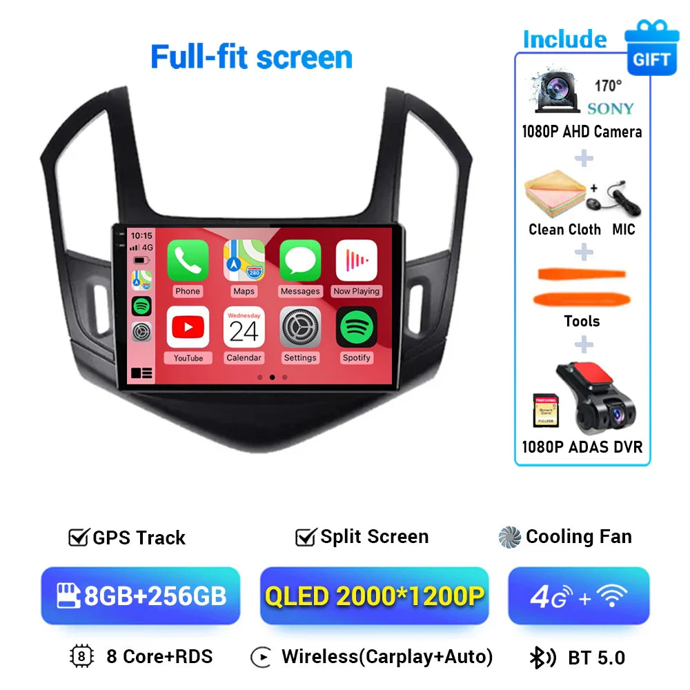 9" Android 15 Car Radio Video Player For Chevrolet Cruze J300 J308 2012 2013 2014 2015 GPS DSP Serero Auto Carplay 8G 1256G