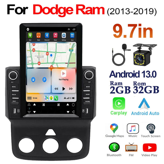 Android 14 Carplay For Dodge Ram 1500 2500 3500 2013-2018 Car Stereo Car Radio GPS Navigation Audio Multimedia DVD Player