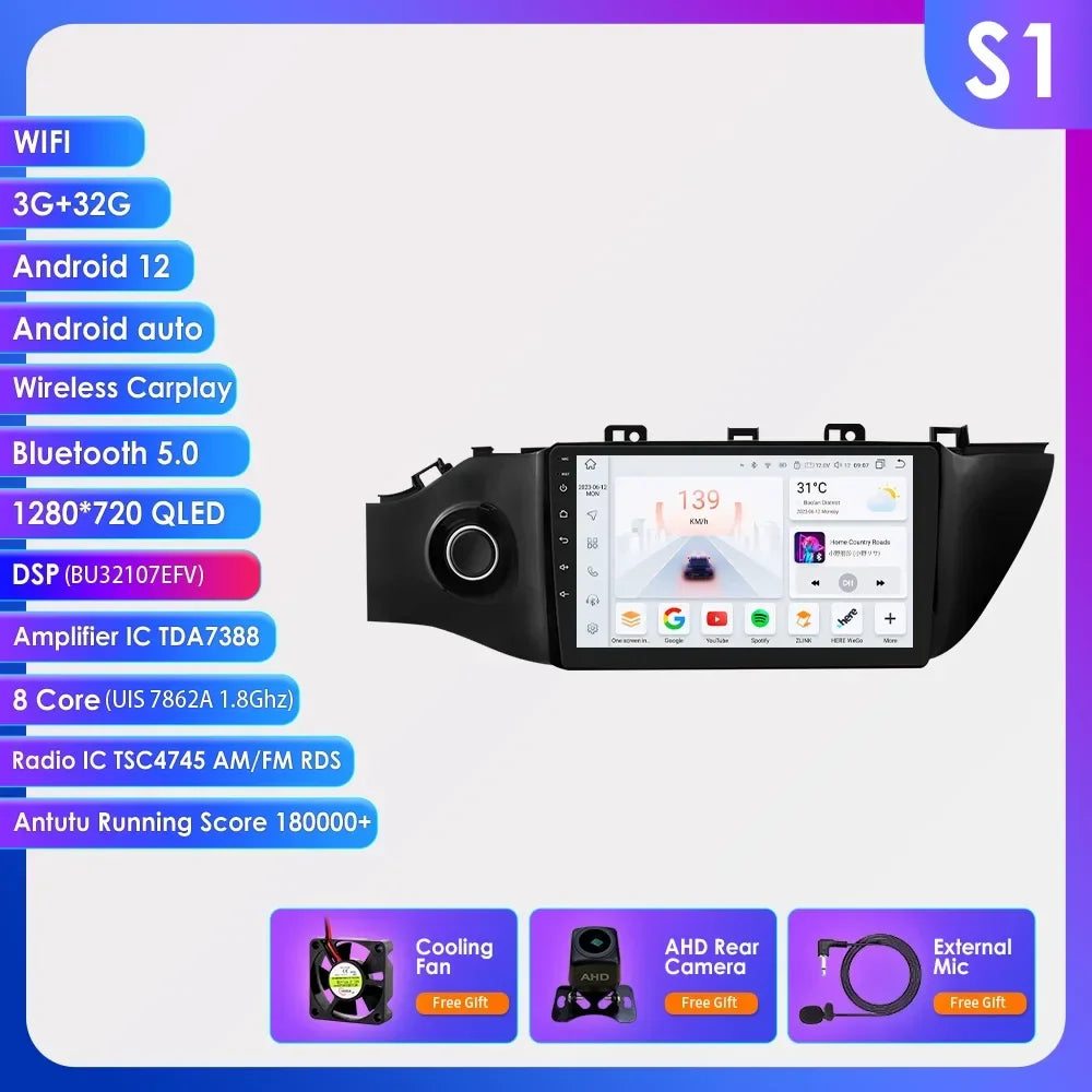 Hizpo 8 Cores Carplay Car Radio Android Auto Multimedia Player For KIA K2 RIO 4 2017-2019 2 Din GPS Navigation Stereo 8G 128G