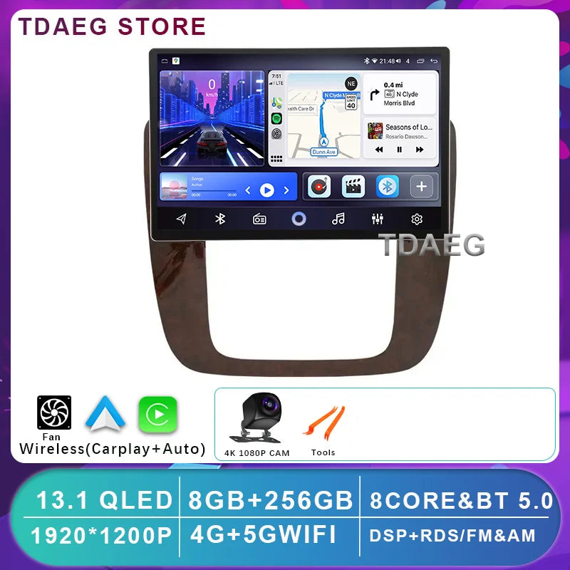 13INCH Android 14 For GMC Yukon Chevrolet Tahoe Suburban 2008 - 2012 Multimedia Video Player 4G WIFI Navigation GPS Carplay auto