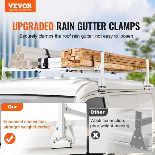 VEVOR Trailer Ladder Rack Adjustable Roof Rack 2/3 Crossbars Van Roof Ladder Rack Fit for Chevrolet 1500 / Ford E150 /GMC Savana