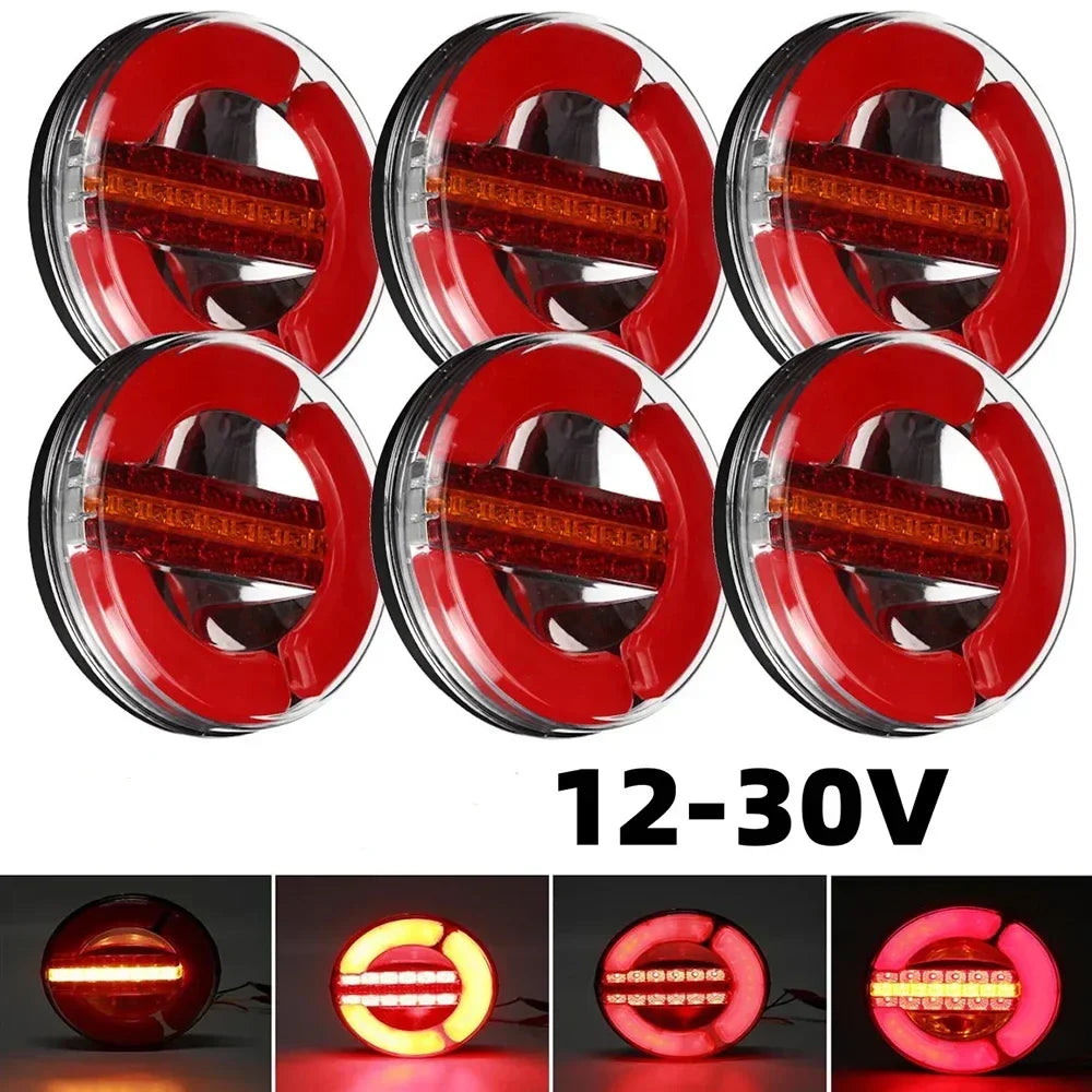 6pcs 12V 24V Sequential Dynamic LED Truck Trailer Tail Light DRL Flow Running Trun Signal Rear Brake Stop Lamp Caravan Tractor