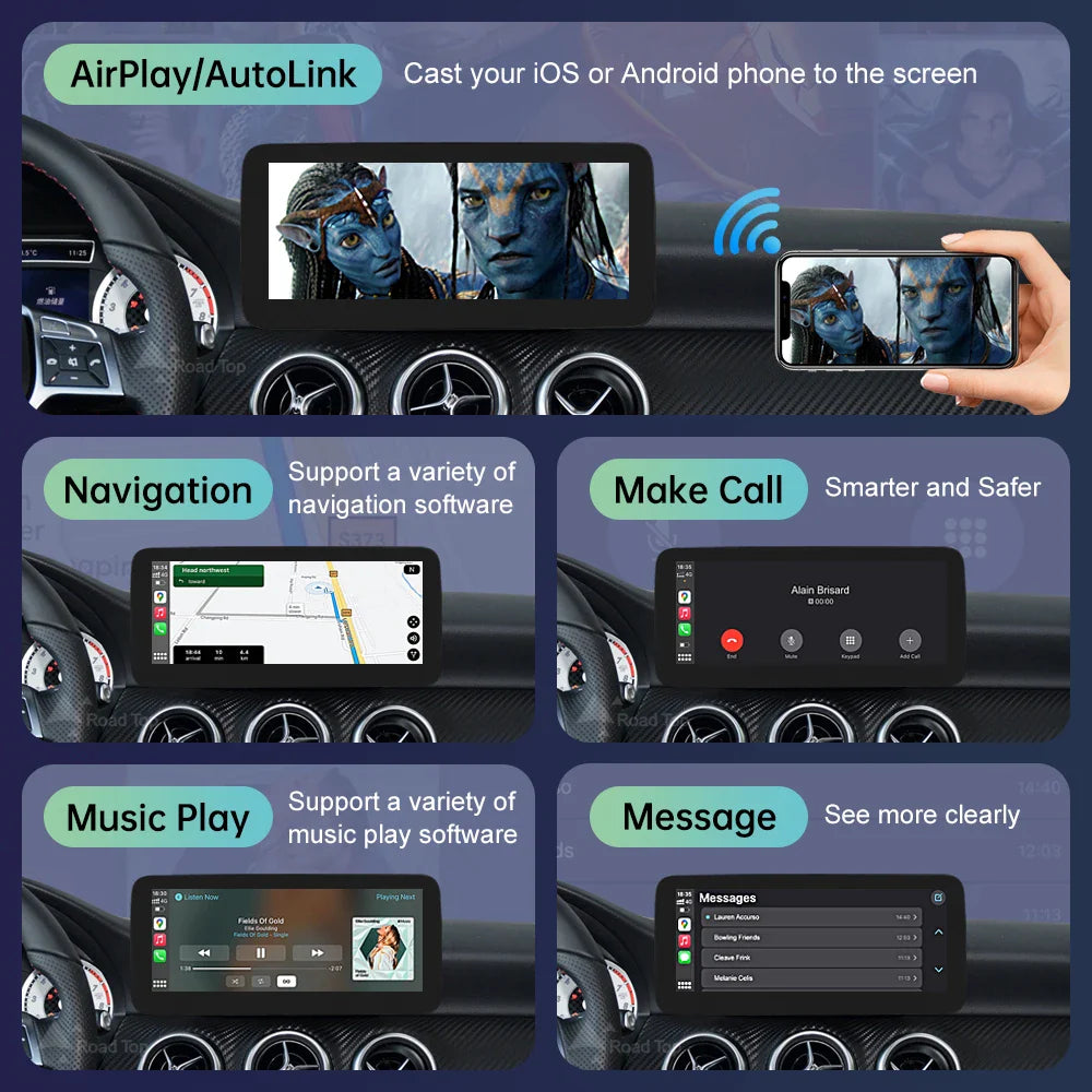 Touch Screen Car Radio for Mercedes Benz A B Class W176 CLA GLA W246 NTG4.5 Multimedia GPS With Carplay Android Auto Mirroring