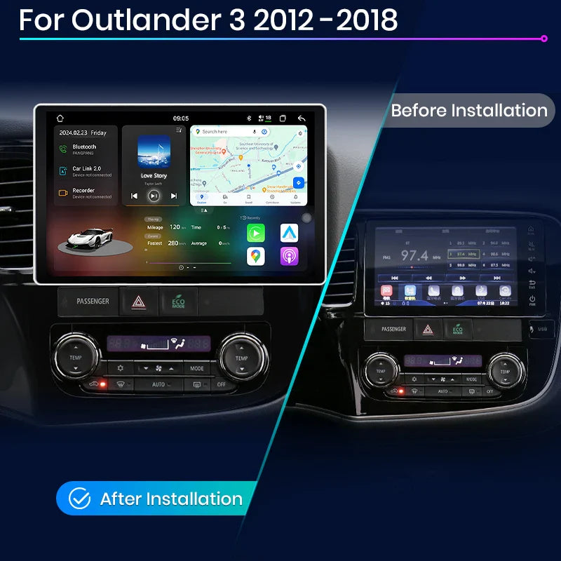 Junsun V3 Plus 2K Car Radio 7862 For Mitsubishi Outlander 3 GF0W GG0W 2012-2018 Wireless CarPlay Android Auto DSP GPS Navigation
