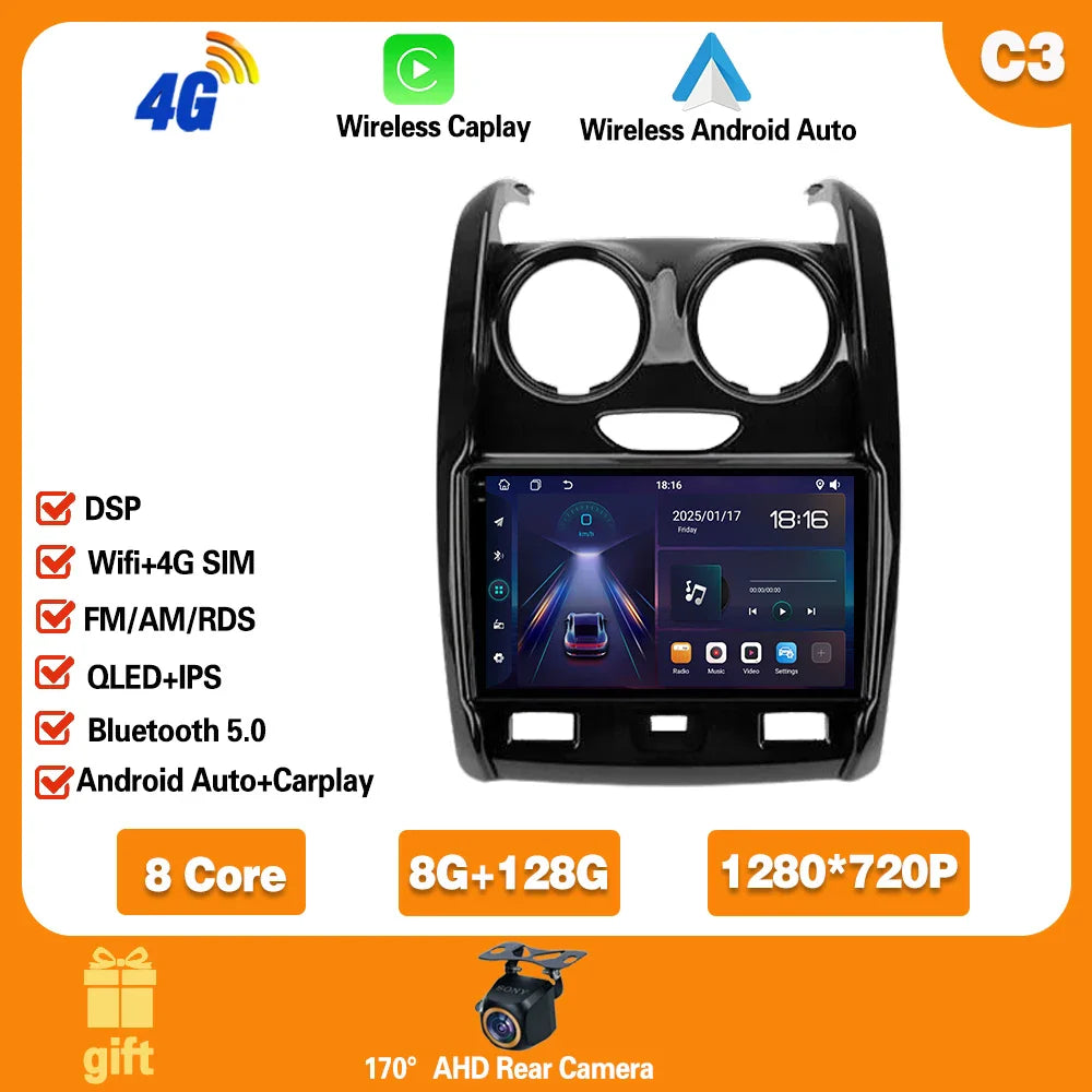 Car Radio For Renault Duster 2015 - 2021 For LADA Largus 2021 Android 14  Carplay  Multimedia Video Player Auto stereo