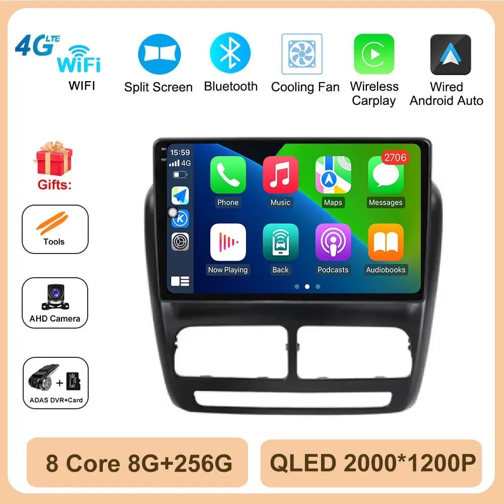 Android 14 Car Radio GPS Navigation For FIAT Doblo Opel Combo Tour 2010 2011 2012 - 2015 2018 Stereo Video Player Carplay Auto