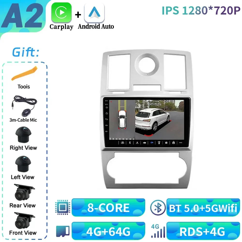 Android 14 For Chrysler 300C 2004-2011 Car Radio 4G GPS BT Carplay Navigation Wireless Bluetooth Carplay Head Unit Touch Screen