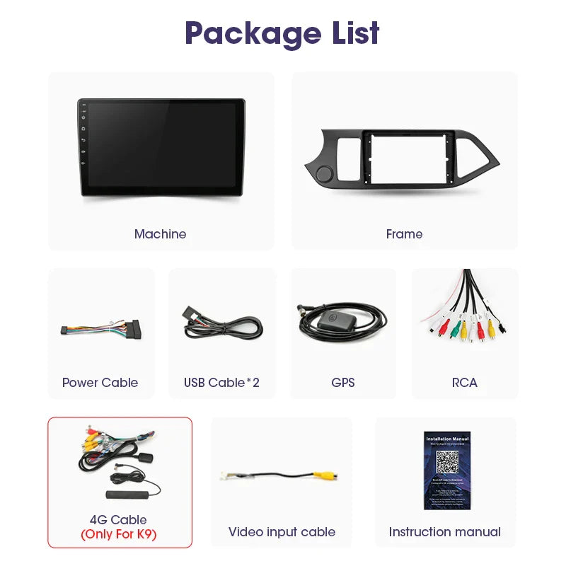 2 Din Android 12 Car Radio Carplay for KIA PICANTO Morning 2 2011 2012 2013 2014 2015 2016 Multimedia Player Navigation DVD Head