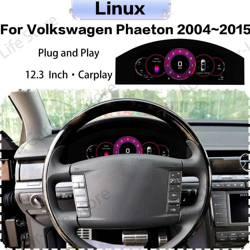 12.1 Inch AI Voice Screen Android 14 Auto Multimedia Car Radio Receiver For VW Phaeton 2003~2013 GPS Navigation IPS Head Unit
