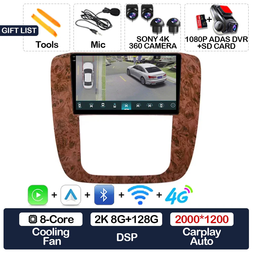 Android 15 Car Radio For GMC Yukon Chevrolet Tahoe Suburban 2008 - 2012 Carplay Auto Multimedia Stereo Video Player NAVI GPS 4G