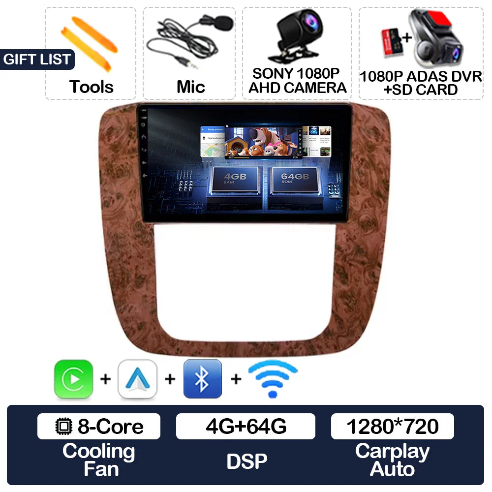 Android 15 Car Radio For GMC Yukon Chevrolet Tahoe Suburban 2008 - 2012 Carplay Auto Multimedia Stereo Video Player NAVI GPS 4G