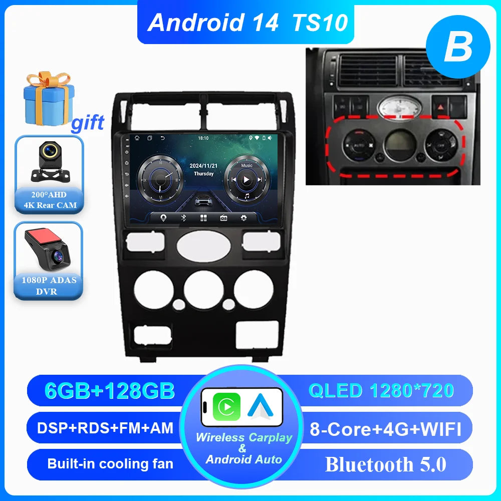 Android 14 Radio Stereo For Ford Mondeo MK 3 2000 2001 2002 2003 2004 2005-2007 Auto Multimedia Player GPS Navigation Bluetooth