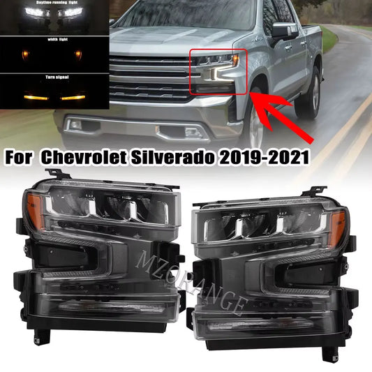 1X Car LED headlight Assembly For Chevrolet Silverado 1500 2019 2020 2021 with Halogen Turn Signal lights LED HEADLIGHTS DRL