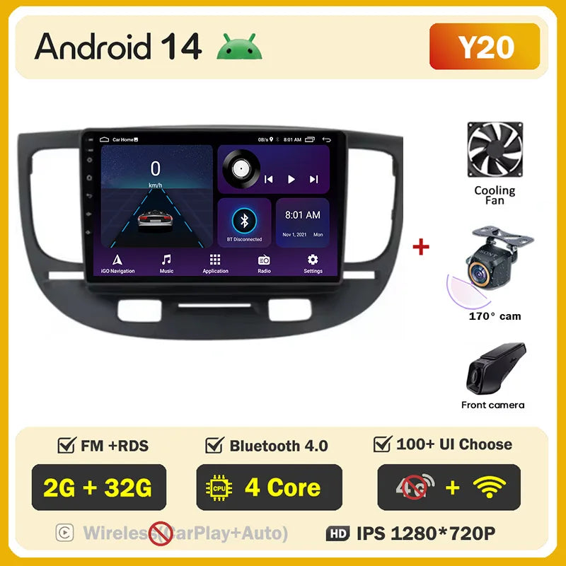 Android 2 din For Kia RIO 2 2005 - 2011 Car Radio Multimedia GPS Navigation Player Auto NO 2din DVD Screen Carplay Stereo WIFI