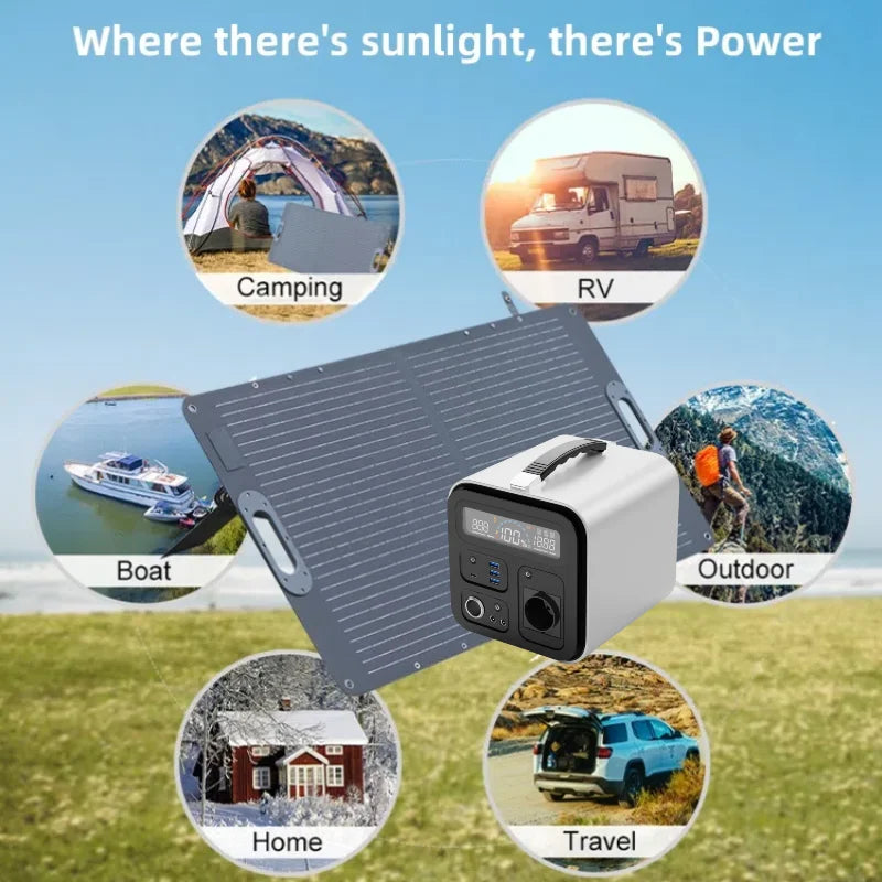 LiFePO4 600W Solar Generator Portable Power Station 100W 200W Foldable Solar Panel Charger Green Power for Phone Laptop iPad