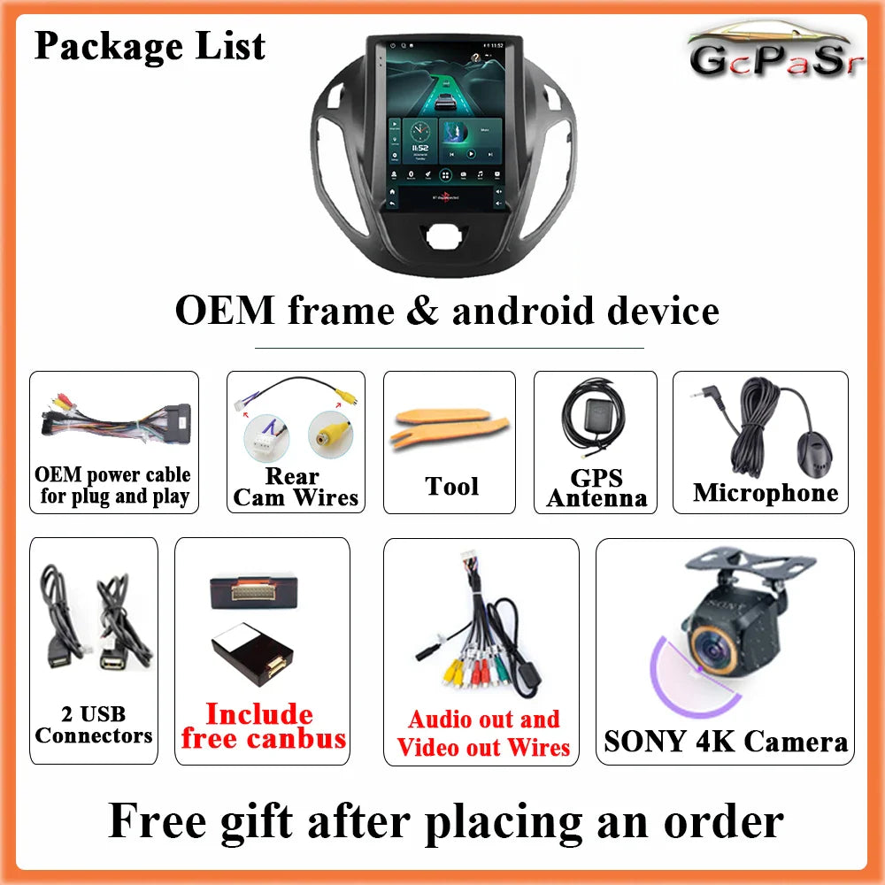 Android 14 Car Radio For Ford B-Max Transit Courier Tourneo 2012 - 2018 Carplay Navigation GPS Carplay Multimedia Player No 2din