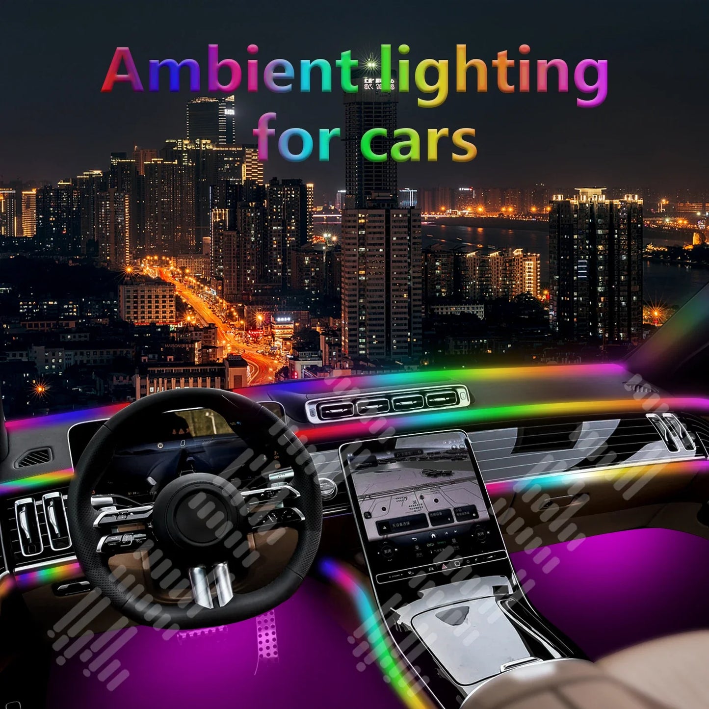 Upgraded Car Ambient Light LED Interior Lighting Kit RGB App Control Multi-Mode Decorative Car Light Ambient Lamp Footwell Light