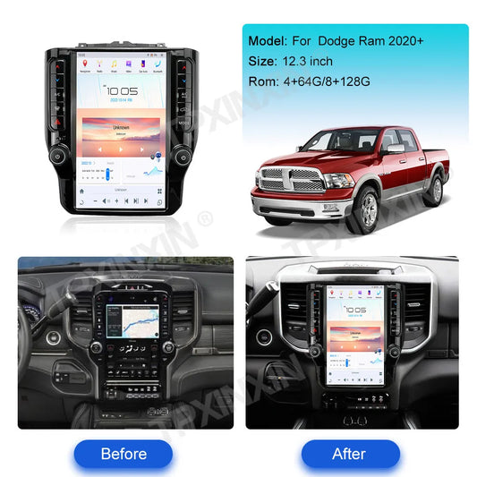 For Dodge Ram 1500 2500 3500 4500 2018 - 2022 Android Car Radio Multimedia Video Player Wireless Carplay Autoradio Stereo GPS