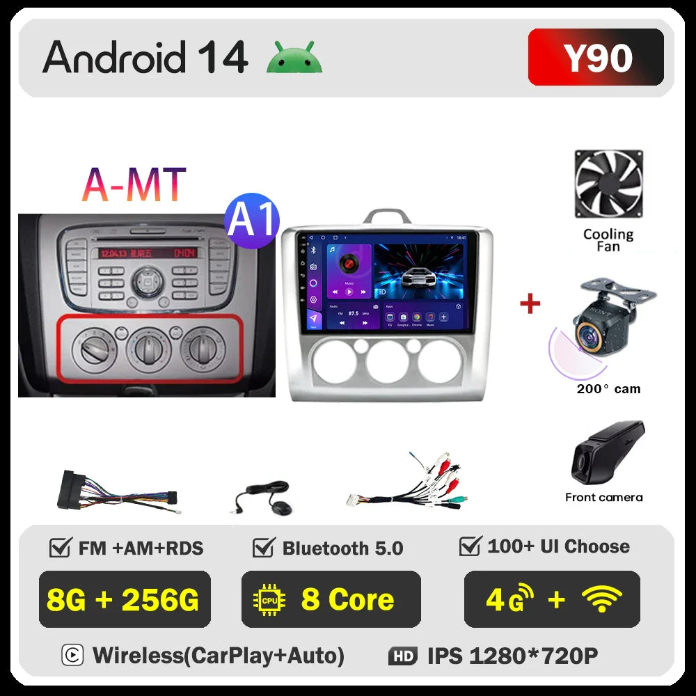 2din Android 14 Carplay Radio For ford focus 2 3 Mk2 Mk3 2004-2011 Automotive Car Multimedia GPS Autoradio 8 Core Wifi DSP BT