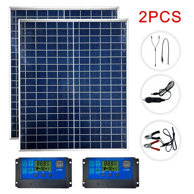 1000W Solar Panel Kit Complete 12V Polycrystalline Power Portable Outdoor Rechargeable Solar Cell Solar Generator for Home power tools