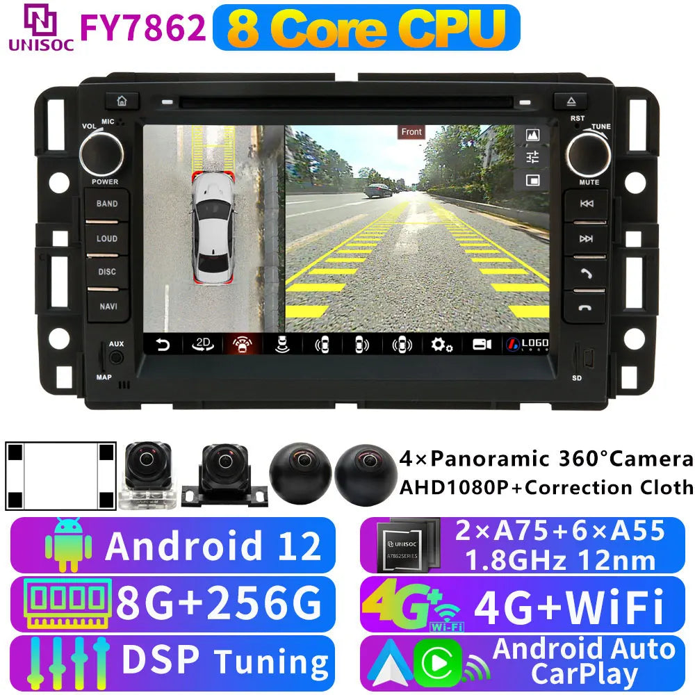 A76 7870 Android 13 12G+256G Car Radio GPS Screen Stereo For GMC Yukon Acadia Chevrolet Tahoe Sierra Avalanche CarPlay Bluetooth