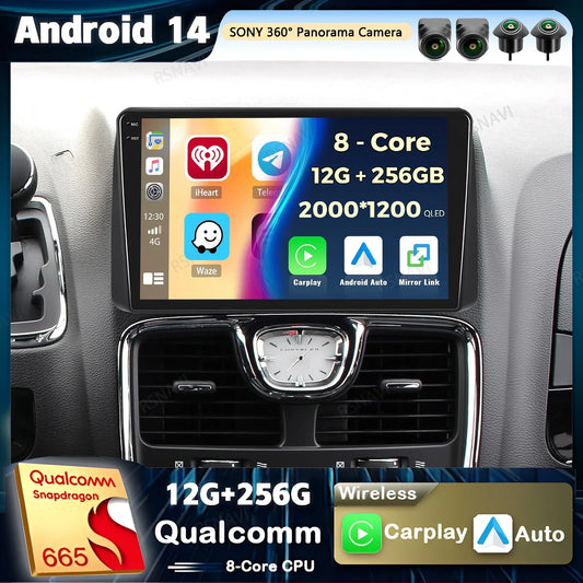 Android 14 Carplay Car Radio For Chrysler Grand Voyager 5 For Dodge Grand Caravan 2008 2011-2020 GPS Multimedia Stereo Head Unit