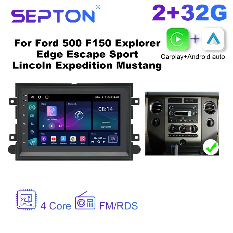 SEPTON Android CarPlay Car Radio for Ford 500 F150 Explorer Edge Escape Sport Lincoln Expedition Mustang Player Navigation GPS