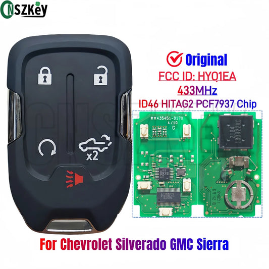 CNSZKey FCCID:HYQ1EA Original Smart Remote Key For Chevrolet Silverado GMC Sierra 2019-2022 433MHz ID46 HITAG2 7937 Chip
