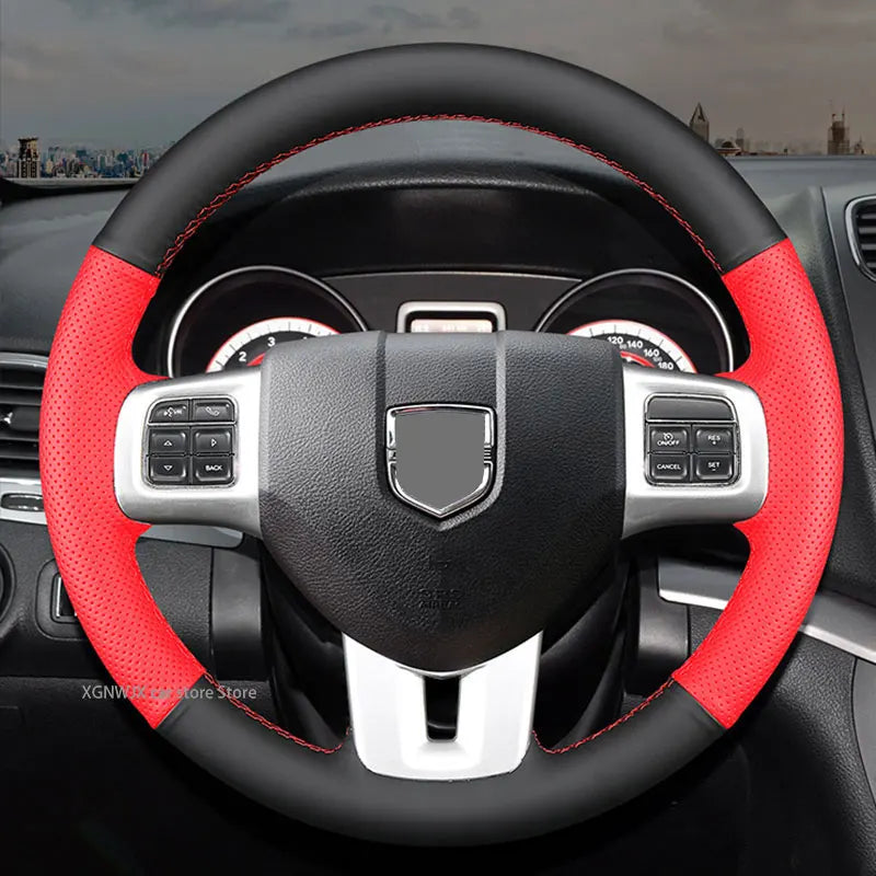 For Dodge JCUV Coolway 2013 Year 3.6L Customized Car Steering Wheel Cover Leather Hand Suture Non-slip Special Made Accessories