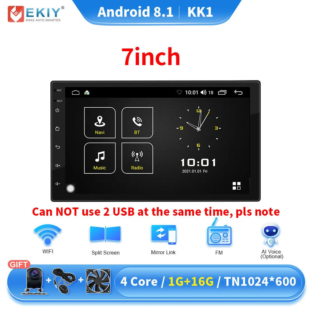 EKIY KK5 2 Din Android 7 9 10 in Car Multimedia Video Player Universal Stereo Radio GPS For Volkswagen Nissan Hyundai Kia Toyota
