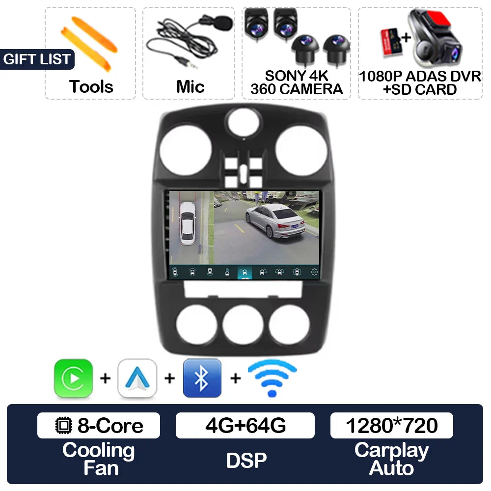 Android 15 Car Radio For Chrysler PT Cruiser 2000 - 2010 GPS NAVI BT 4G LTE 5G WIFI Multimedia Stereo Video Player Qualcomm 2DIN