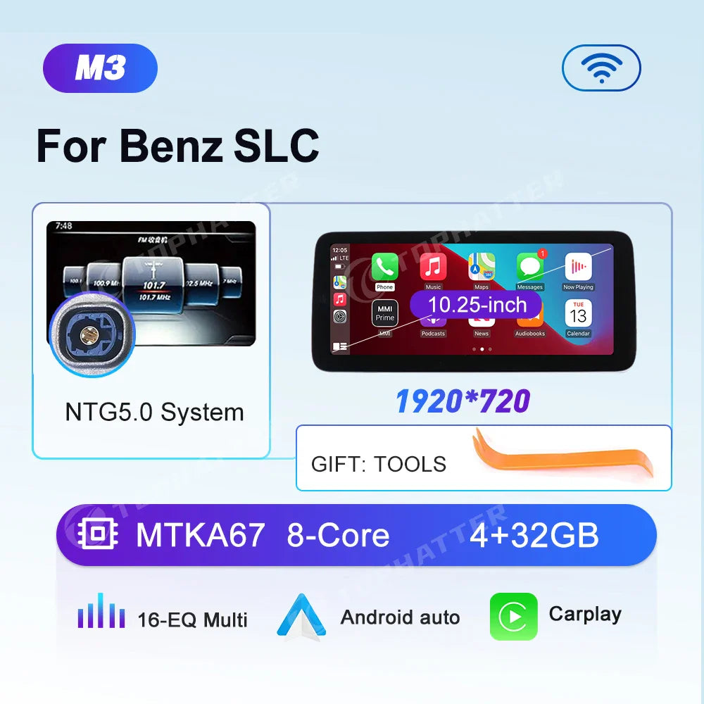 10.25 Car Radio For Mercedes Benz SL SLK SLC R231 R172 CarPlay Android Auto Multimedia Player 668S Head Unit Screen DSP Video