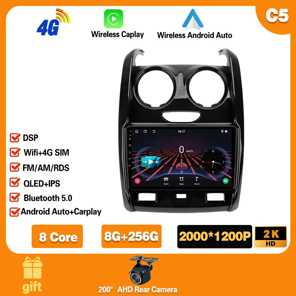 Car Radio For Renault Duster 2015 - 2021 For LADA Largus 2021 Android 14  Carplay  Multimedia Video Player Auto stereo