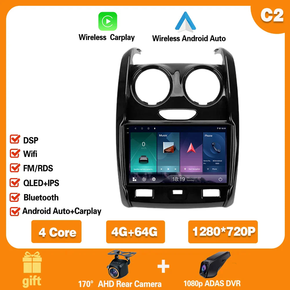 Car Radio For Renault Duster 2015 - 2021 For LADA Largus 2021 Android 14  Carplay  Multimedia Video Player Auto stereo