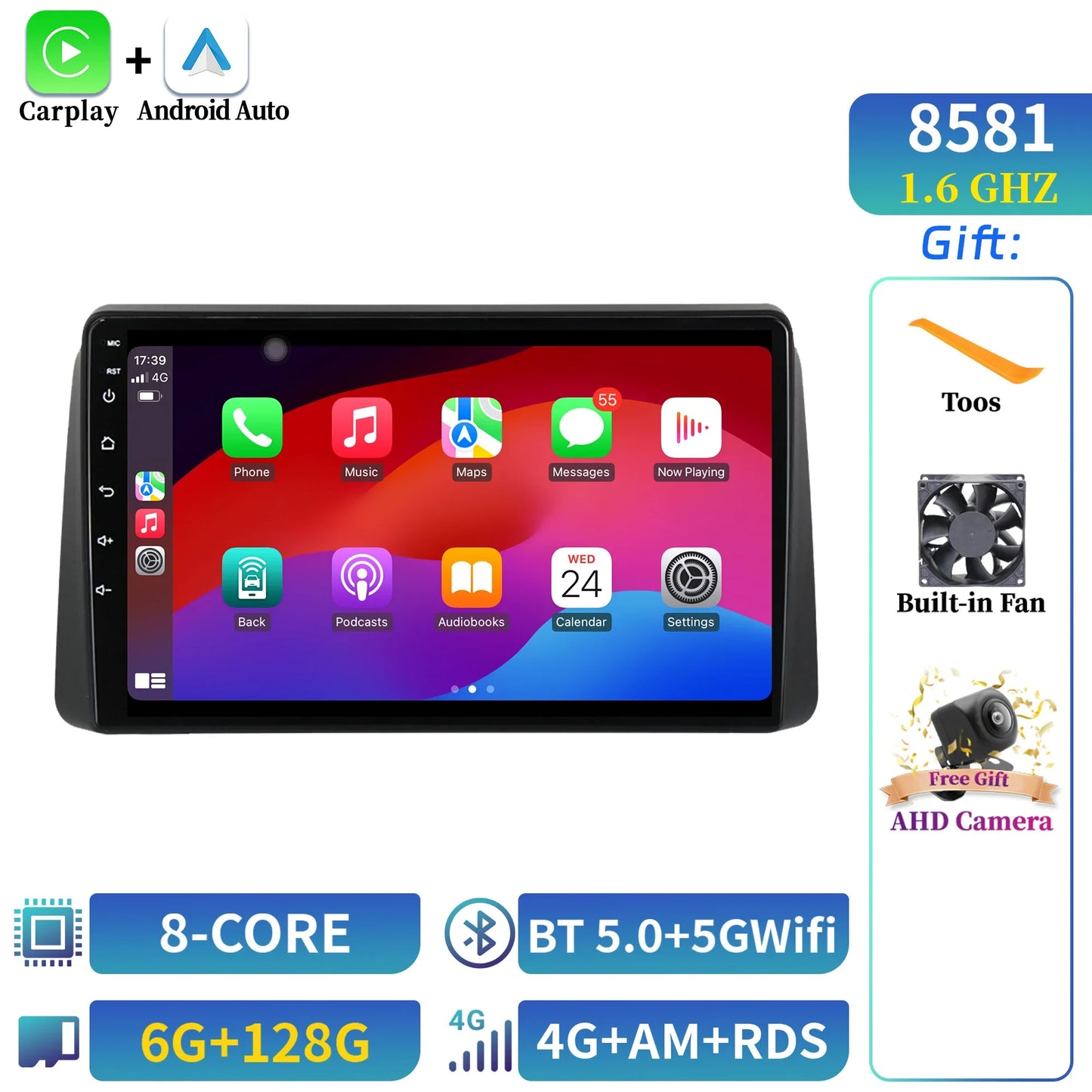 Car Radio Android 14 Multimedia Wireless Bluetooth Carplay For Chrysler Grand Voyager 5 2011-2015 7862S 8G 256G 2K QLED Screen