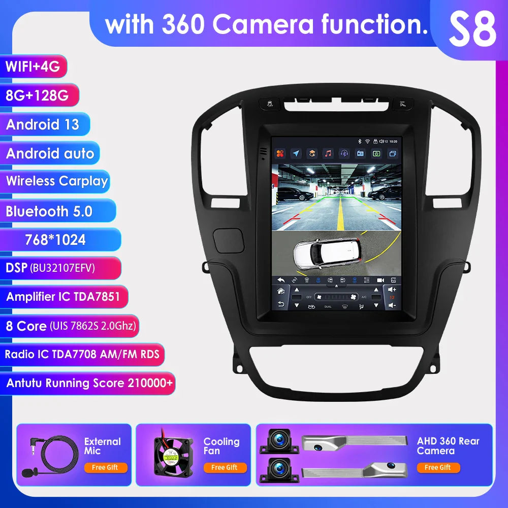 Carplay Android 13 Auto Car radio For Opel Insignia Buick Regal 2009-2013 Tesla multimedia player 9.7"7862 Head Unit GPS Stereo