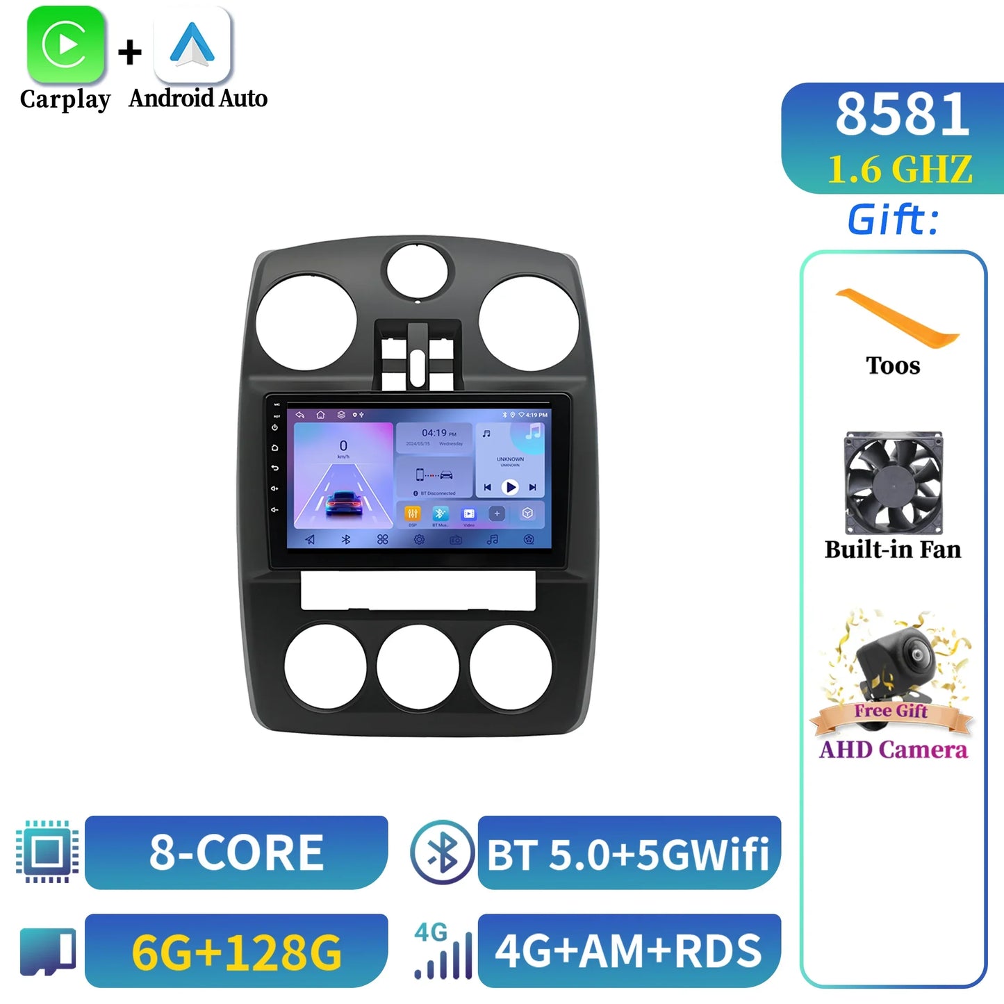 Car Radio Android 14 Multimedia Wireless BT Carplay For Chrysler PT Cruiser 2007-2009 Head Unit 7862S 8G 256G 2K QLED Screen