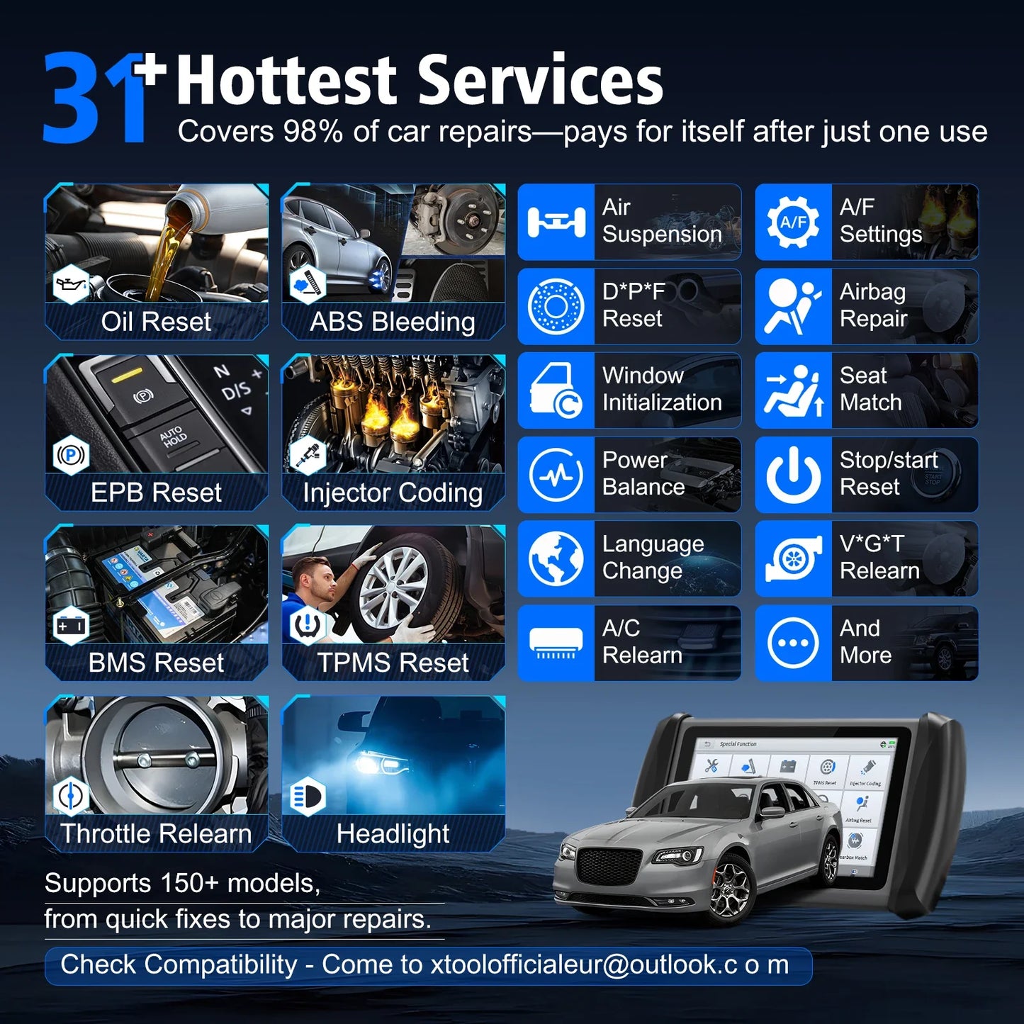 XTOOL InPlus IP616 Car Diagnostic Tools All System Automotive Scanner 31+ Reset Build-in CANFD All Function Lifetime Free Update