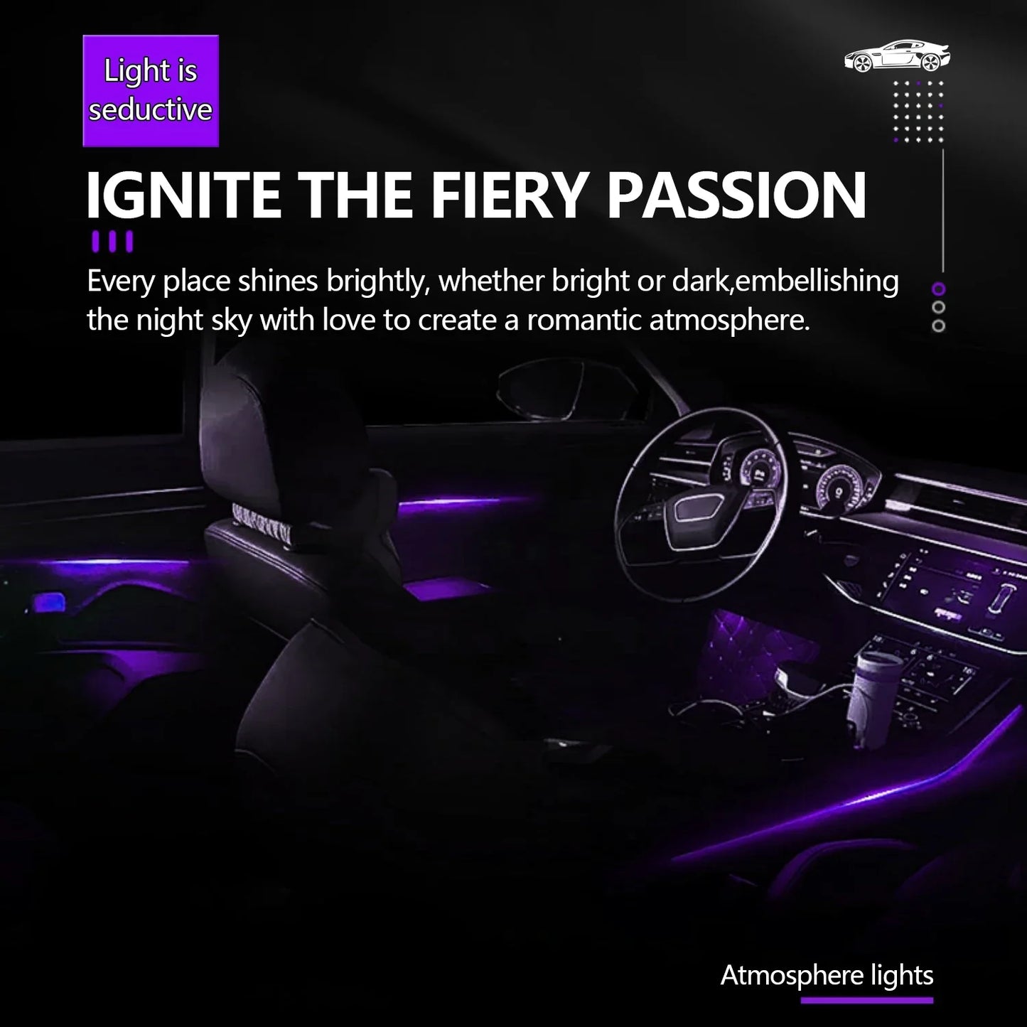 FILIPLI For The MERCEDES-BENZ CLA For 2016 Smart 64 RGB Color Car Ambient Self-Adhesive Light With APP Control Easy To Install